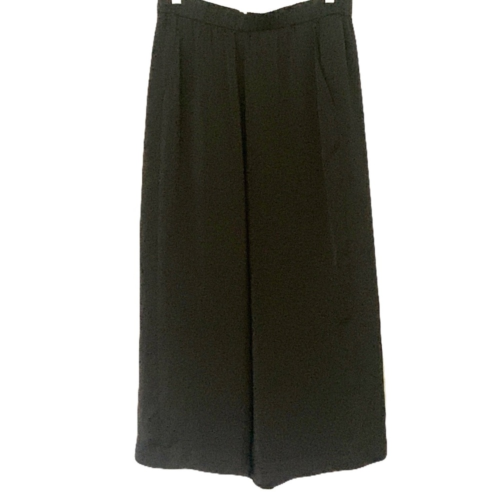 Vince Women’s Large Wide Leg Satin Pull On Pants Classic Black Quiet Luxury